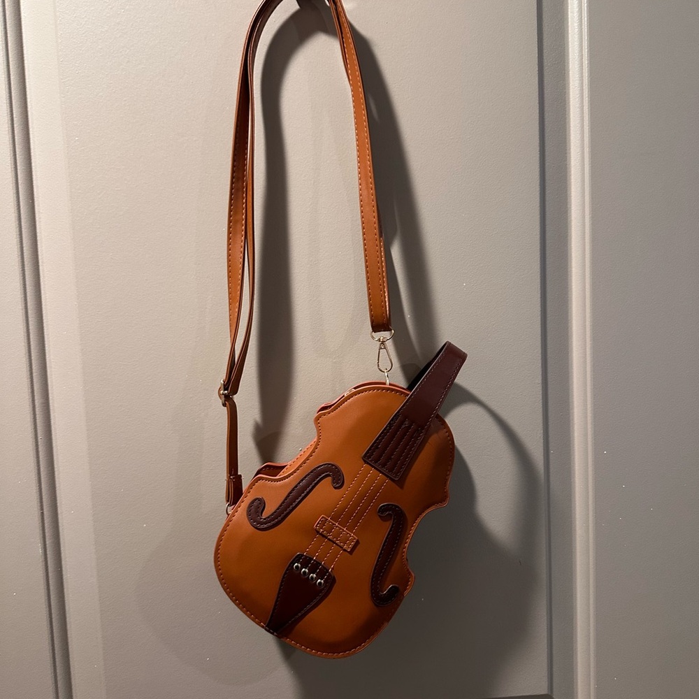 Violin-Shaped Brown Crossbody Bag